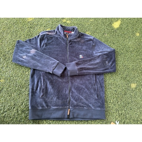 Robert Graham Mens Classic Fit Full-Zip Velour Jacket With Skull Logo Size M